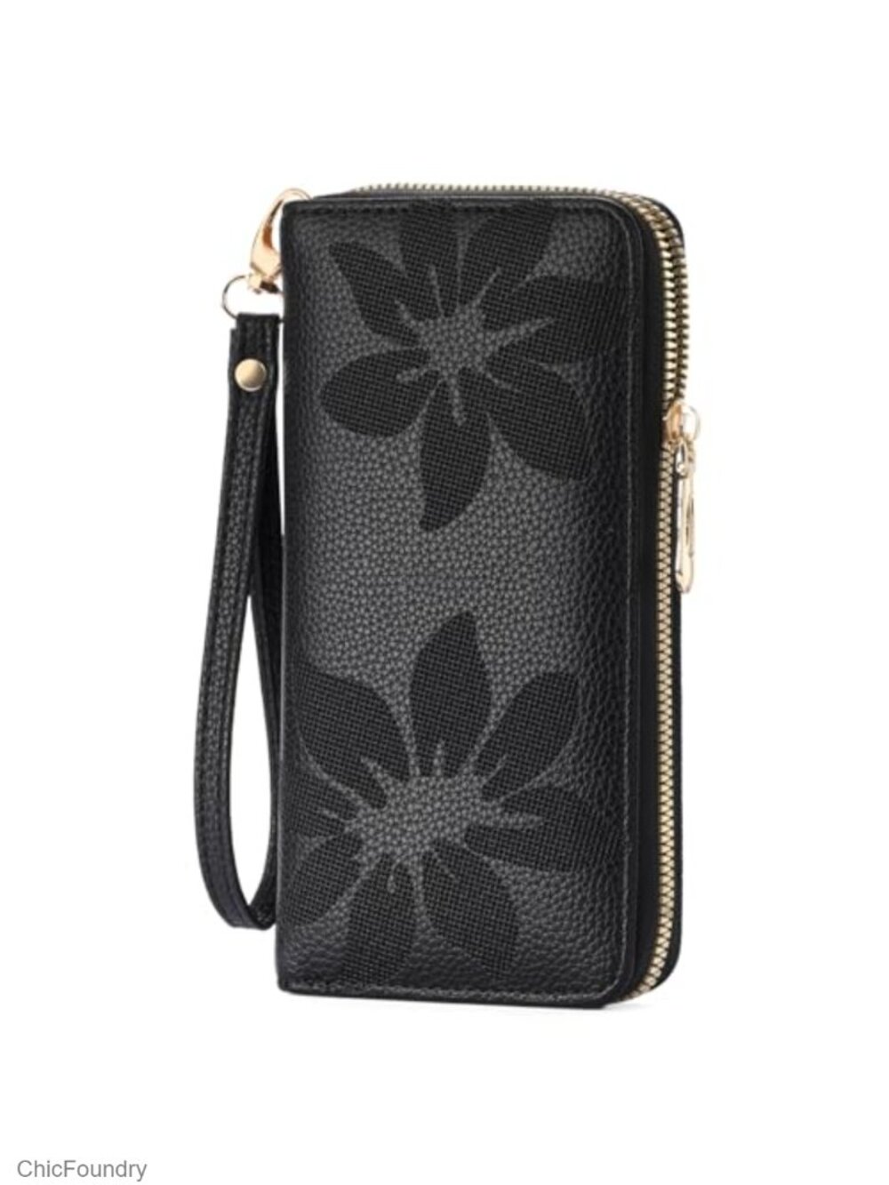 RNIEGA Vegan Leather RFID Blocking Wallet Wristlet Floral Clutch